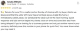 Five-star review from Amalia Wilhelm, a local guide, praising Julians emergency cleaning service for helping close a real estate deal